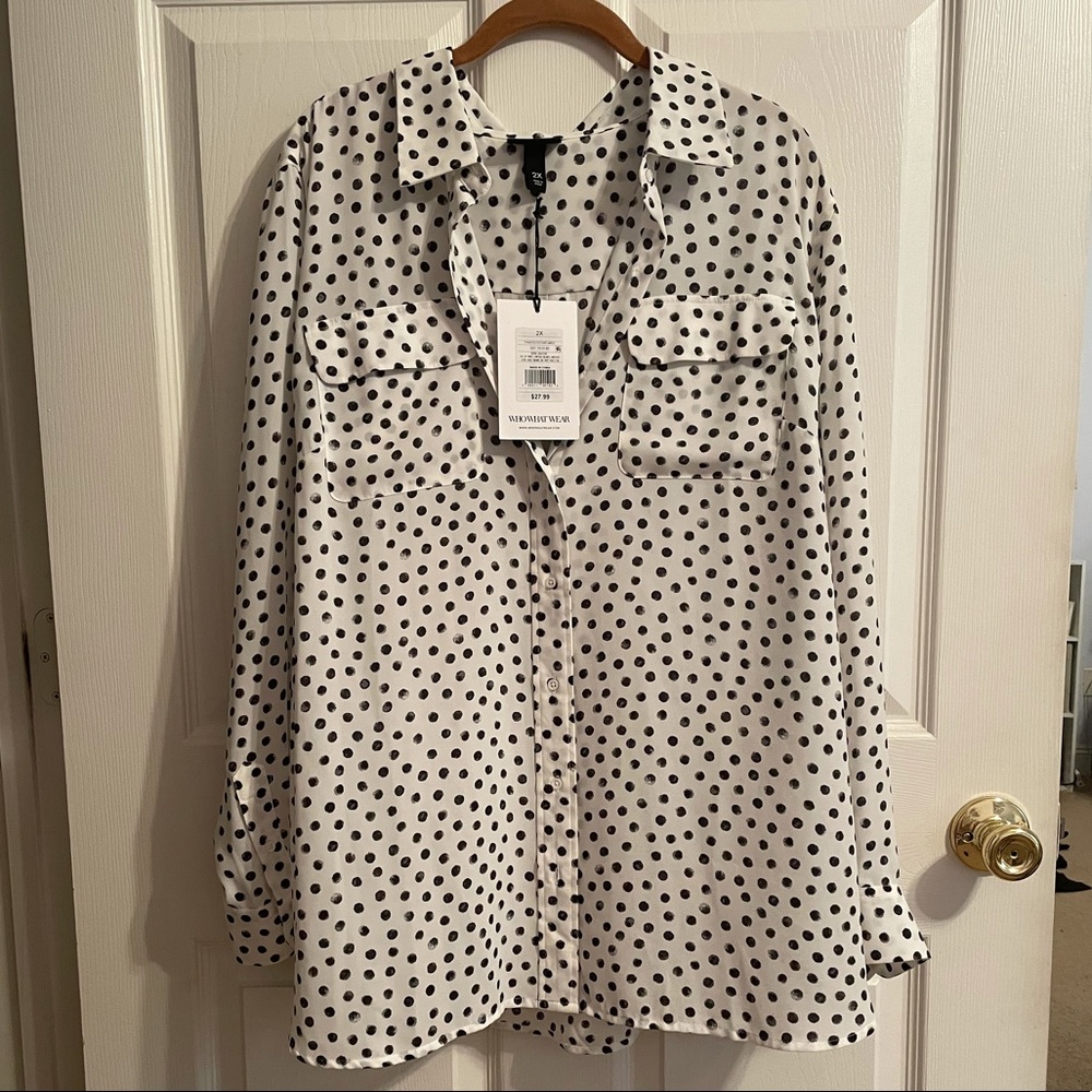 Who What Wear spotted blouse